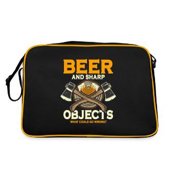 Beer And Sharp Objects Hatchet Ax Axe Throwing - Retro Bag - black/gold - Back