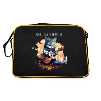 Rock Cat Playing Guitar - Funny Guitar Cat T-Shirt - Retro Bag - black/gold - Back