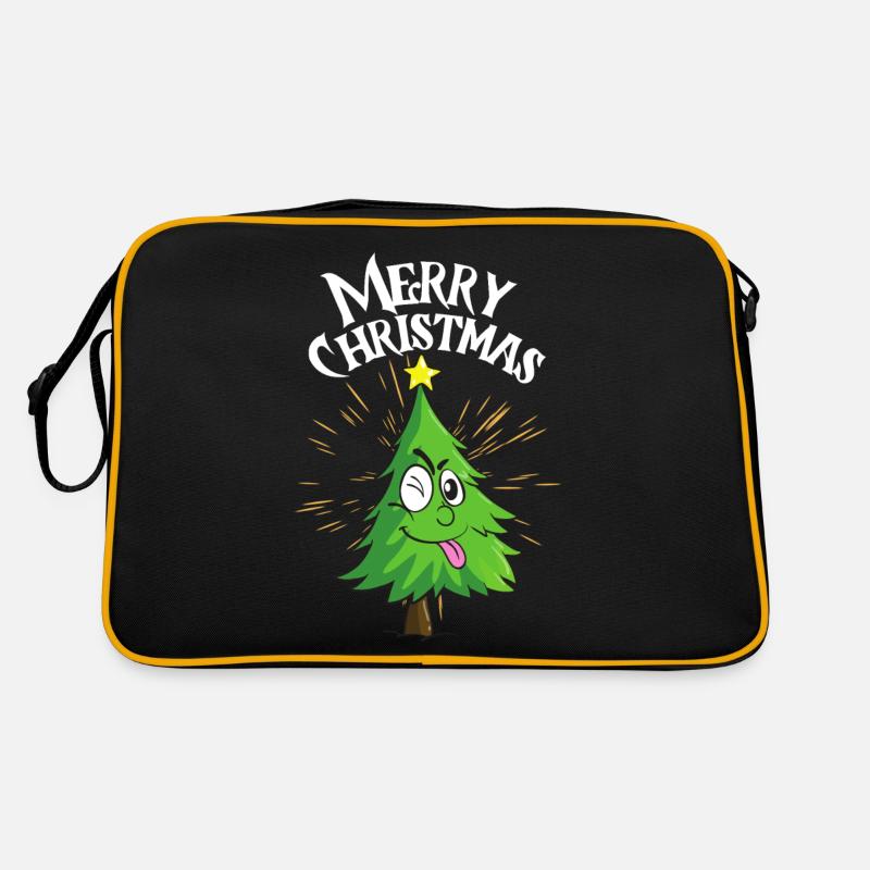 Lustiger Weihnachtsbaum - Retro Tasche - Schwarz/Gold