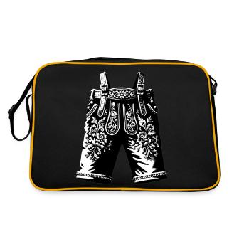 Lederhose | Traditional Bavarian Lederhosen - Retro Tasche - Schwarz/Gold - Hinten