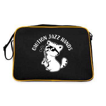 caution jazz hands Design for a jazz enthusiast - Retro Tasche - Schwarz/Gold - Hinten