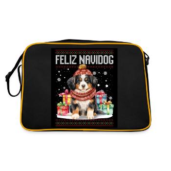 Chien bernois Feliz Navidog - Feliz Navidad Christmasma - Sac Retro - noir/or - Dos