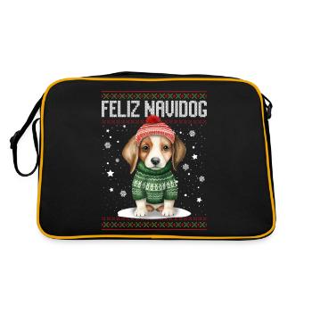 Chien Beagle Feliz Navidog - Feliz Navidad Noël - Sac Retro - noir/or - Dos
