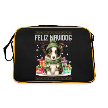 Border Collie Chien Feliz Navidog - Feliz Navidad Ch - Sac Retro - noir/or - Dos