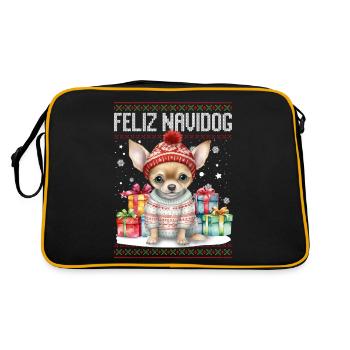 Chien Chihauhau Feliz Navidog - Feliz Navidad Christ - Sac Retro - noir/or - Dos