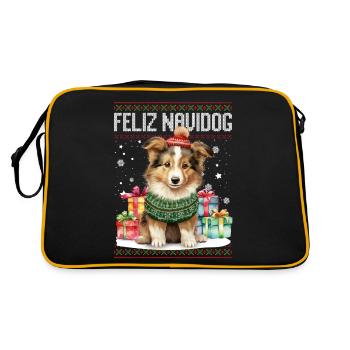 Chien Collie Feliz Navidog - Feliz Navidad Noël - Sac Retro - noir/or - Dos