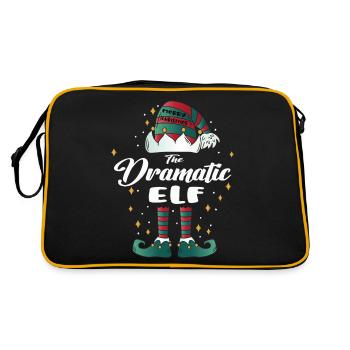 dramatic Elf funny Family Christmas Weihnachten - Retro Tasche - Schwarz/Gold - Hinten