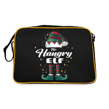 hangry Elf funny Family Christmas Weihnachten - Retro Tasche - Schwarz/Gold - Hinten
