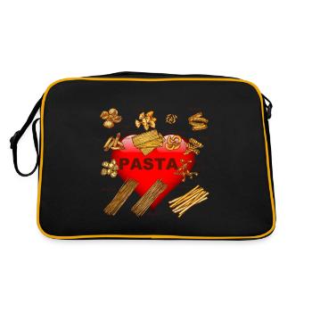I love Pasta - Retro Tasche - Schwarz/Gold - Hinten