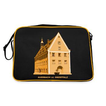 Auerbach Rathaus Oberpfalz Amberg Bayern - Retro Tasche - Schwarz/Gold - Hinten