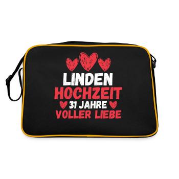 Ehe Lindenhochzeit 31 Jahre Verheiratet Hochzeitst - Retro Tasche - Schwarz/Gold - Hinten
