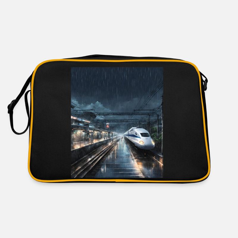 Japan Train Rainy Night Retro Bag