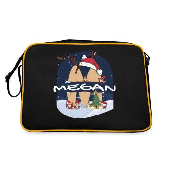 Toller Agatha-Name mit Weihnachtsmütze im Weihnachtsthema - Retro Tasche - Schwarz/Gold - Hinten