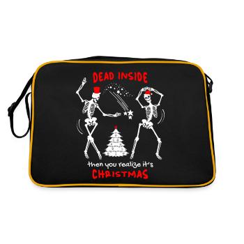 Weihnachten lustiges Skelett, Totenkopf, Spruch - Retro Tasche - Schwarz/Gold - Hinten