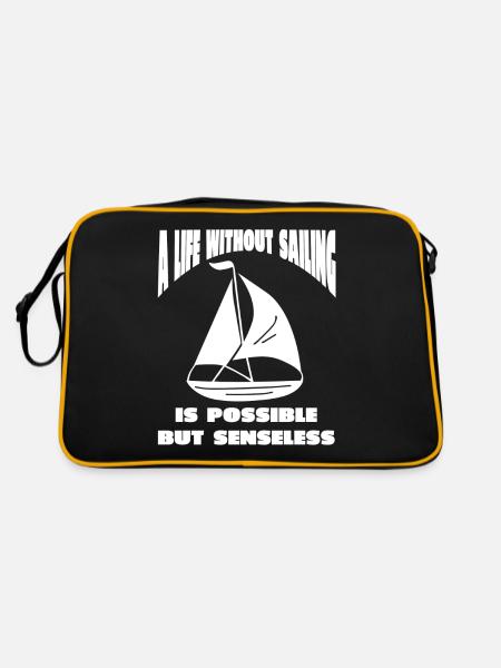 Sailing, Sailing, Sailboat, Sailing Ship, Sailor - Retro Bag - black/gold