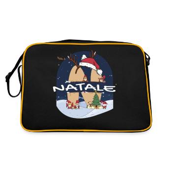 Awesome Natale Name w Santa Hat in Xmas Theme - Retro Bag - black/gold - Back