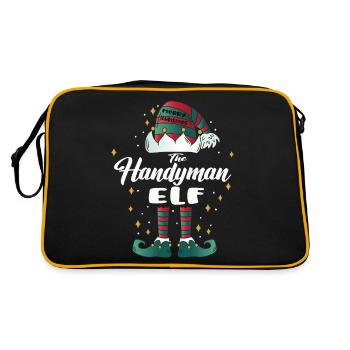 handyman elf funny family christmas christmas - Retro Bag - black/gold - Back