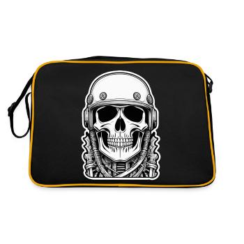 crane - squelette - tete de mort - casque de moto - Sac Retro - noir/or - Dos
