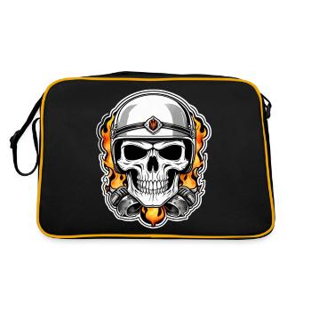 crane - squelette - tete de mort - casque de moto - Sac Retro - noir/or - Dos