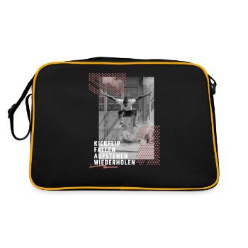Skateboard Cool Skater Geschenkidee Sk8 Trick - Retro Tasche - Schwarz/Gold - Hinten