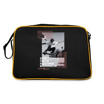 Skateboard Ollie Jungen Geschenkidee - Retro Tasche - Schwarz/Gold - Hinten