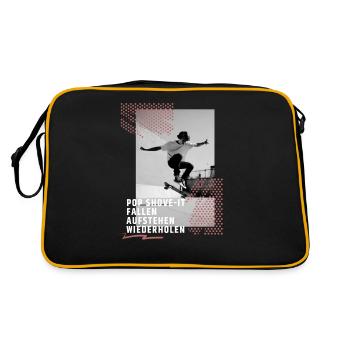 Skateboard Ollie Jungen Geschenkidee - Retro Tasche - Schwarz/Gold - Hinten