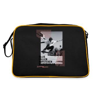 Skateboard Ollie Skater Geschenkidee Herren - Retro Tasche - Schwarz/Gold - Hinten