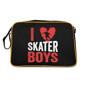 I Love Skater Boys Skateboard Skate Skateboarding - Retro Bag - black/gold - Back