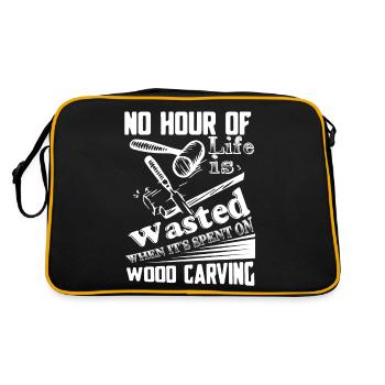Wood Carving Time Spent On Wood Carving - Retro Bag - black/gold - Back