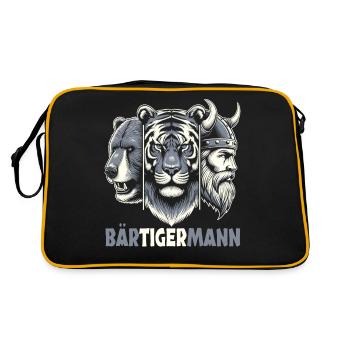 Bärtigermann Bär Tiger Mann Geschenk Bart - Retro Tasche - Schwarz/Gold - Hinten