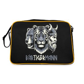 Bärtigermann Bär Tiger Mann Geschenk Bart - Retro Tasche - Schwarz/Gold - Hinten