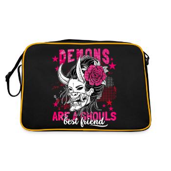Fille d’anime, Geisha japonaise, dicton de démon japonais - Sac Retro - noir/or - Dos