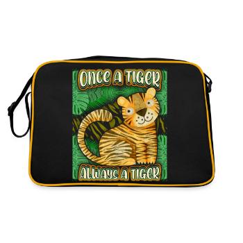 Jungle Tiger, Kawaii Tiger, Funny Saying - Retro Bag - black/gold - Back