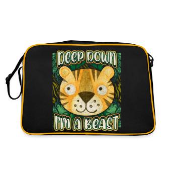 Funny Tiger Saying, Kawaii Jungle Tiger - Retro Bag - black/gold - Back