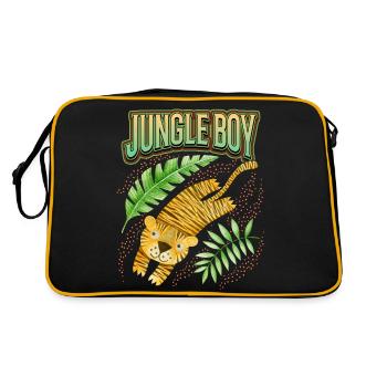 Tigre kawaii, peint à la main, tigre drôle disant - Sac Retro - noir/or - Dos