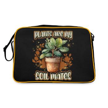 Pot de fleur avec hévéa, drôle de plantes disant - Sac Retro - noir/or - Dos