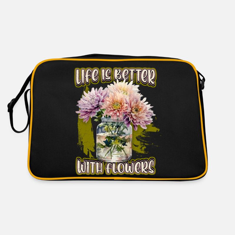 Chrysanthème, fleurs botaniques Vintage en pot Sac Retro
