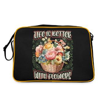 Panier de fleurs Vintage, fleurs rétro victoriennes - Sac Retro - noir/or - Dos