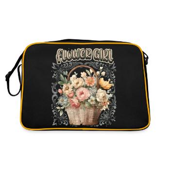Flower Girl, Vintage Scrapbook, Floral Motif - Retro Bag - black/gold - Back