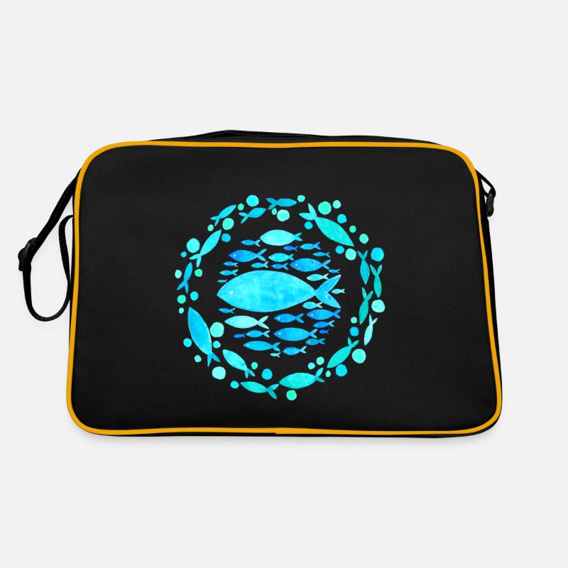 Conception de poisson, Mandala avec des poissons, Style esthétique Sac Retro