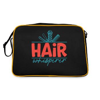 Hair Whisperer Haircut Beard Barbershop - Retro Tasche - Schwarz/Gold - Hinten
