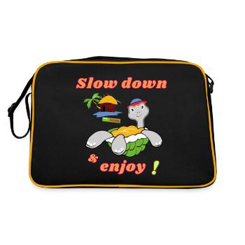 Slow down turtle at home - Retro Bag - black/gold - Back