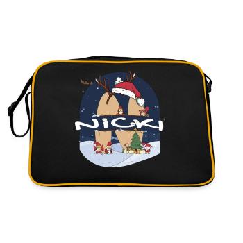 Awesome Nick Name w Santa Hat in Xmas Theme - Retro Bag - black/gold - Back