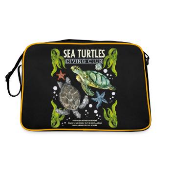 Diving school with sea turtle, sea turtles - Retro Bag - black/gold - Back