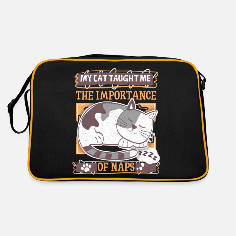Tired Cat, Funny Saying, Cartoon Cat Sleeping Retro Bag
