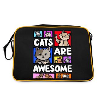 Cats are awesome, kitten lover meme, - Retro Bag - black/gold - Back