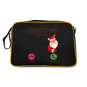 Weihnachten nennt Weihnachtspyjama lustigen Baum - Retro Tasche - Schwarz/Gold - Hinten