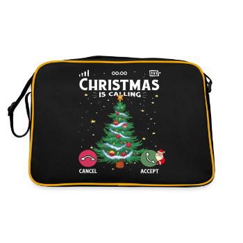 Weihnachten nennt Weihnachtspyjama lustigen Baum - Retro Tasche - Schwarz/Gold - Hinten