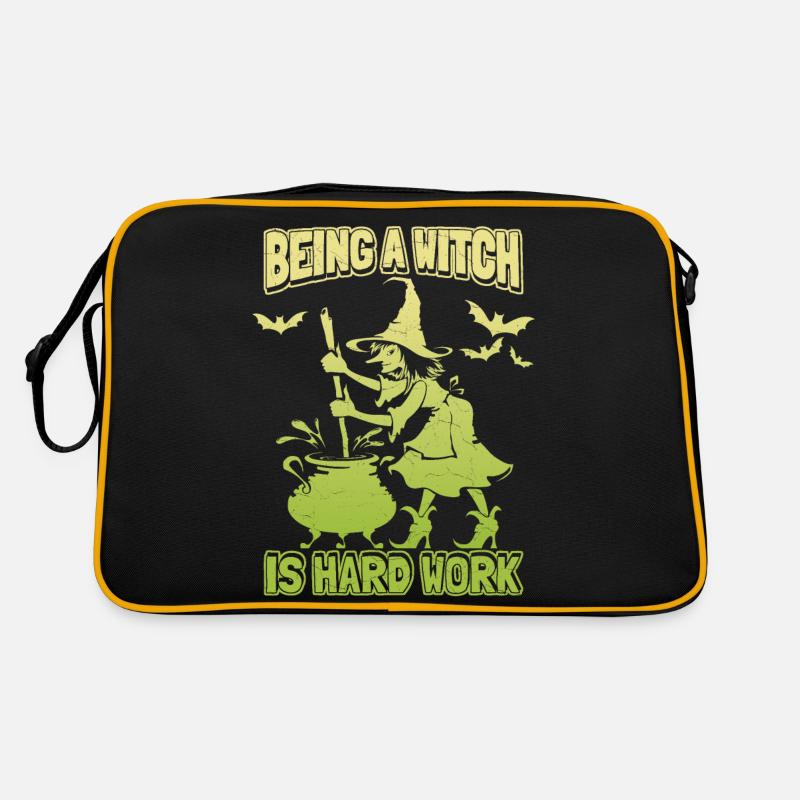 Hexe, Hexenkunst, Witchcraft, Hexengebräu, Spruch - Retro Tasche - Schwarz/Gold