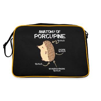 Anatomie Des Stachelschweins Naturliebhaber Stich - Retro Tasche - Schwarz/Gold - Hinten